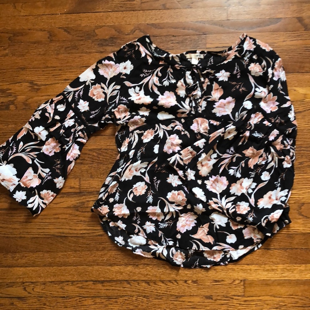 Black Flowy Floral Tunic